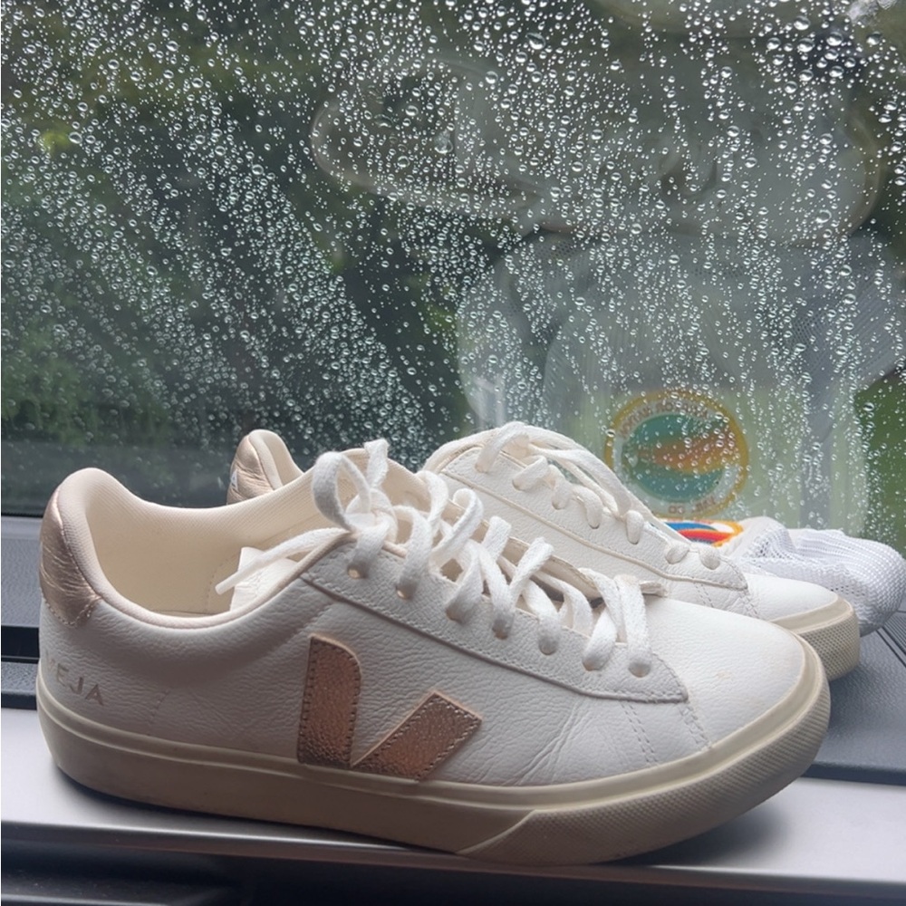 Veja Women's white and gold Sneakers